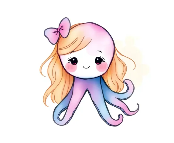 cute girl octopus doodle