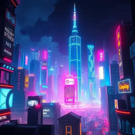 cyberpunk futuristic neon city