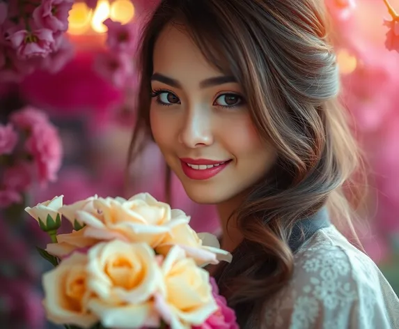 beautiful woman with flowers