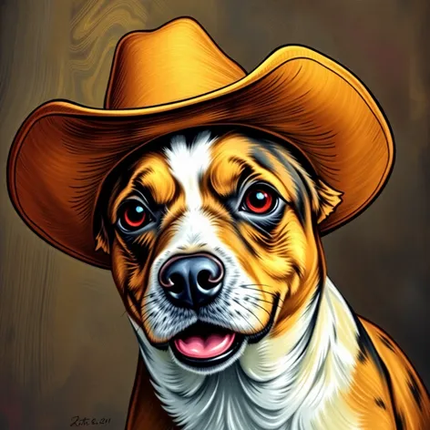 dog in cowboy hat