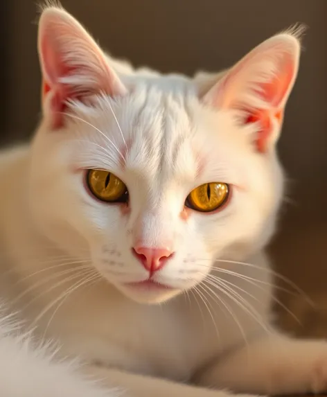 white cat with golden