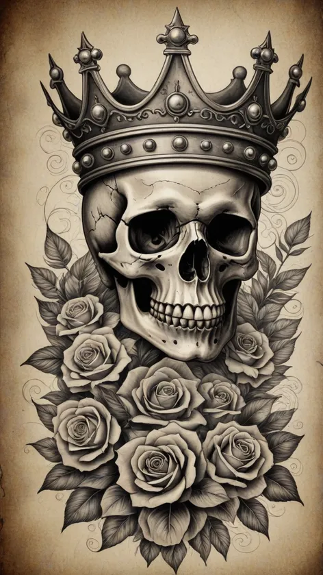 skull with crown tattoo