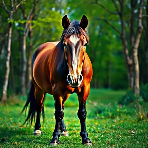 horse standing from front