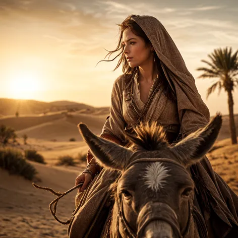 Woman Rides Donkey