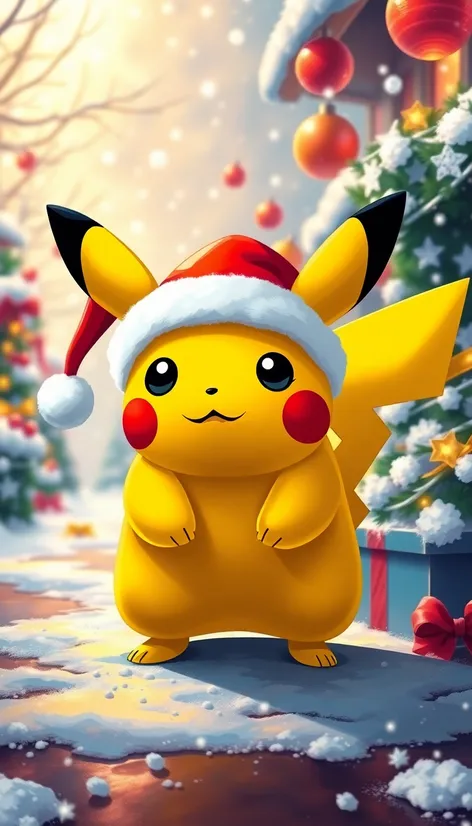 pikachu in santa hat