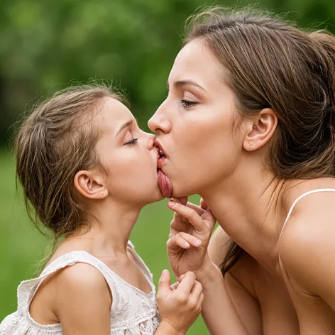 mom and daughter kiss