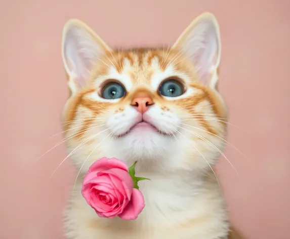 cat with rose in