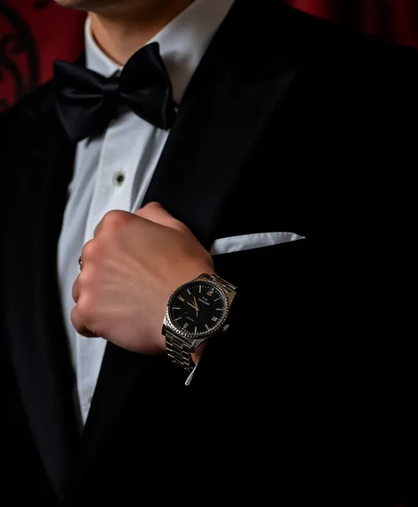 black tuxedo with watch