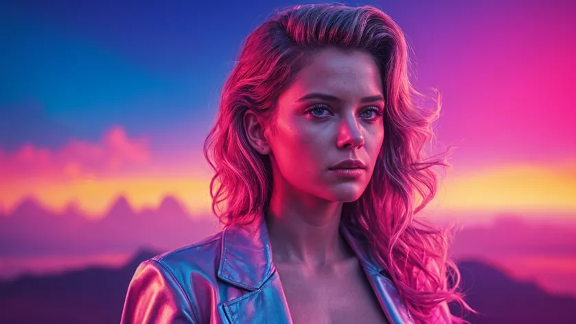 beautiful woman synthwave