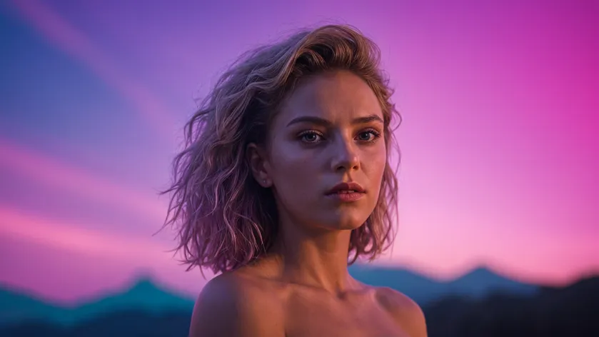 beautiful woman synthwave