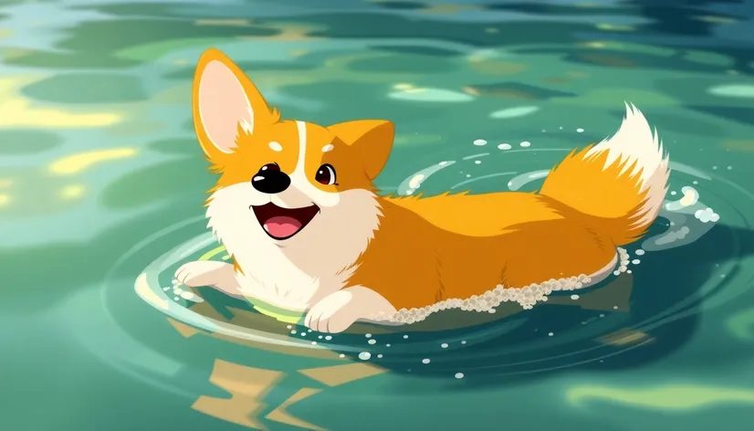 corgi swimming gif