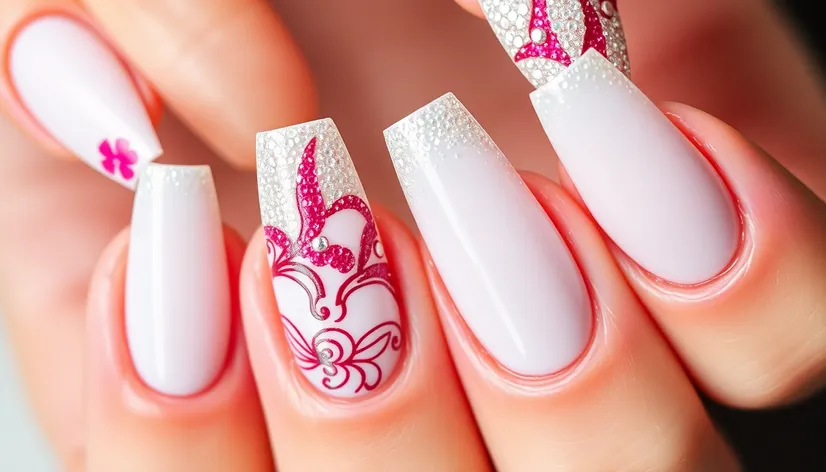 white acrylic nails with