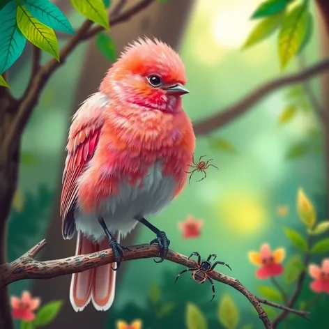 salmon pink bird eating