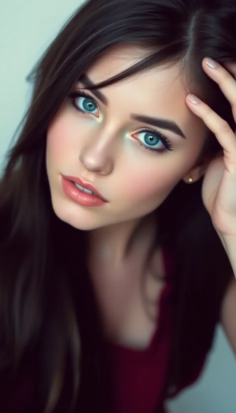 dark hair blue eyes