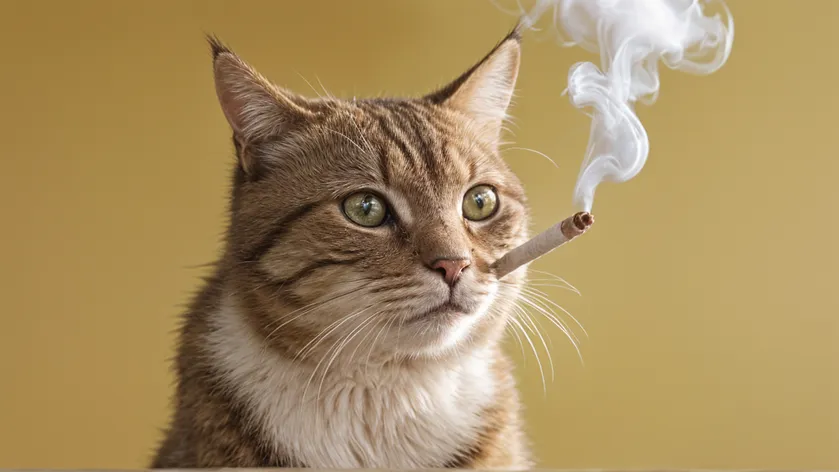 cat smoking cigarette