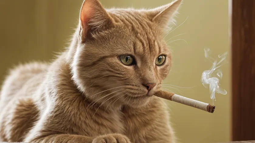 cat smoking cigarette