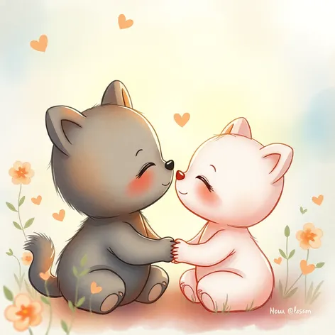 cute loving drawing