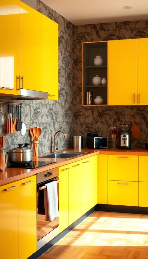 yellow kitchen cabinets