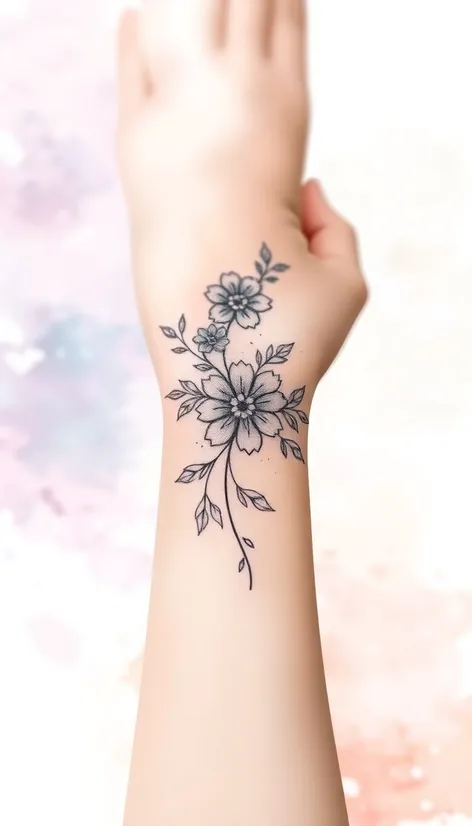 floral tattoos on wrist