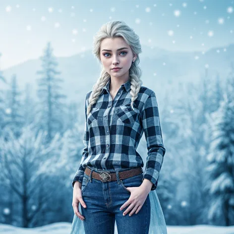 Queen Elsa wearing plaid