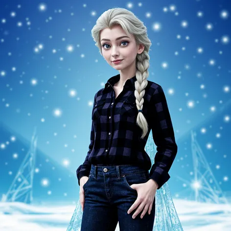 Queen Elsa wearing plaid