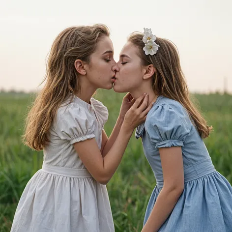 Young Girls Kissing