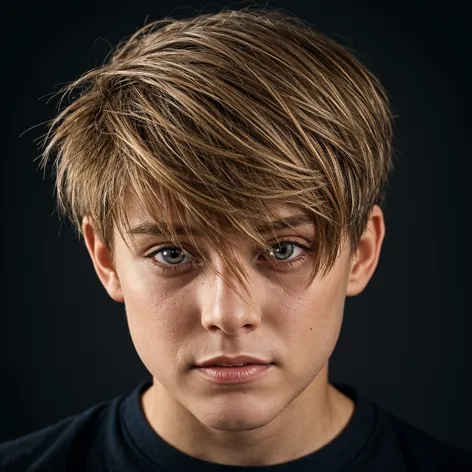 photorealistic, teen boy haircut,