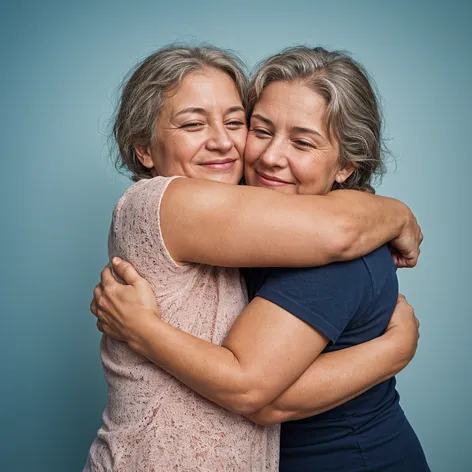 Two people hugging each