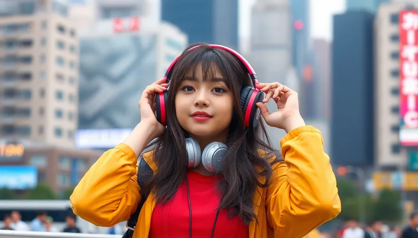 aime girl with headphones