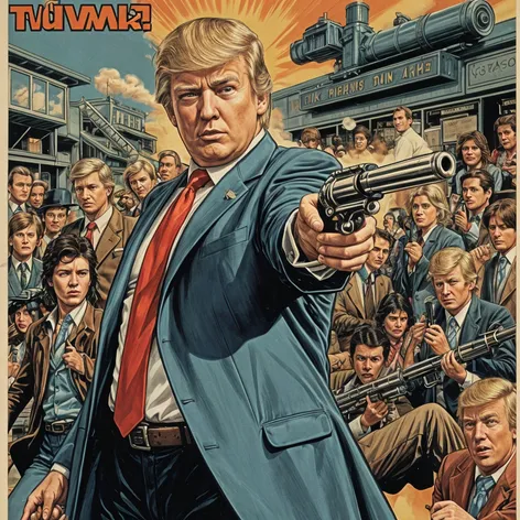 Donald Trump pointing revolver