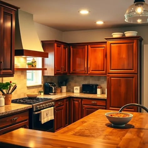 cherry kitchen countertop cabinets