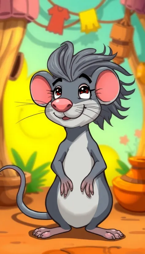 rat with hair cartoon