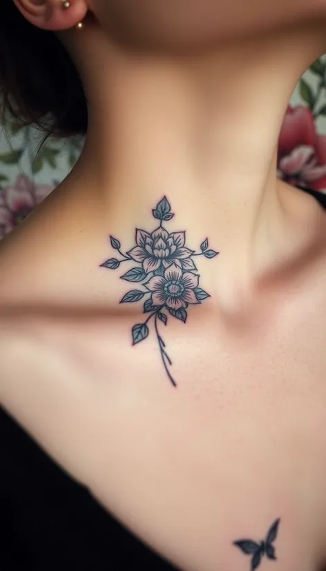 attractive front neck tattoo