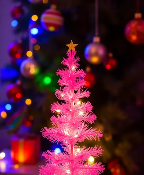 small pink christmas tree