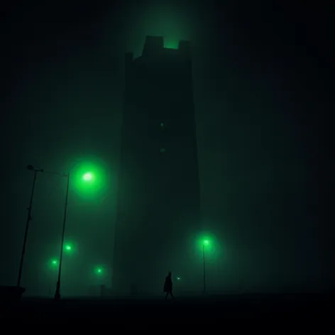 A tall, dark building