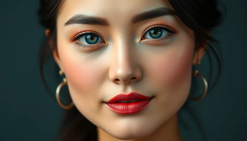 blue eyed asian woman