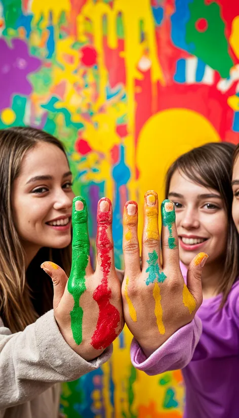 four girls finger painting