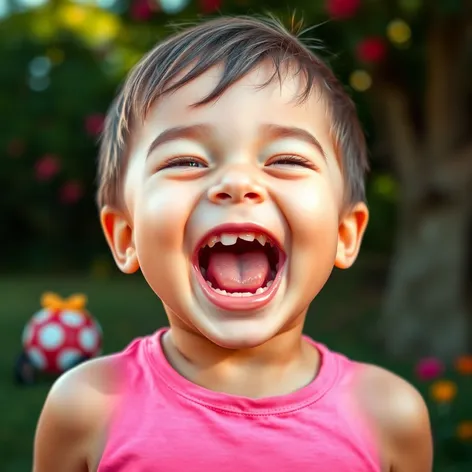 niño feliz con boca