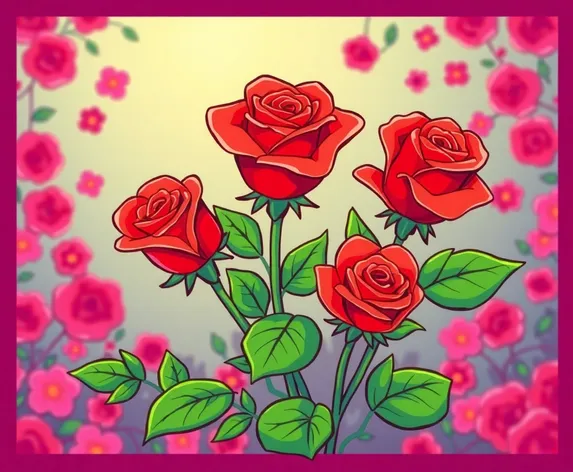 cartoon red roses