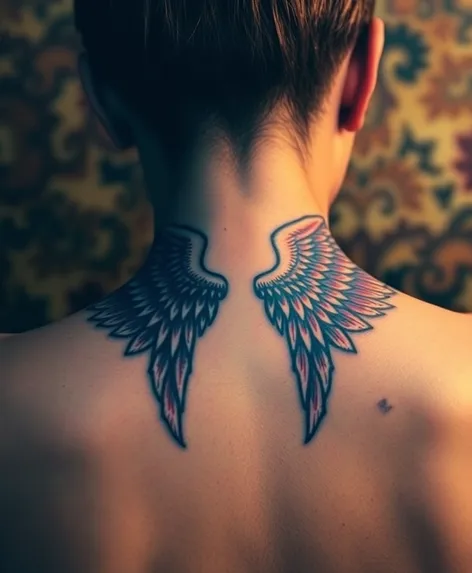 angel wing tattoos on