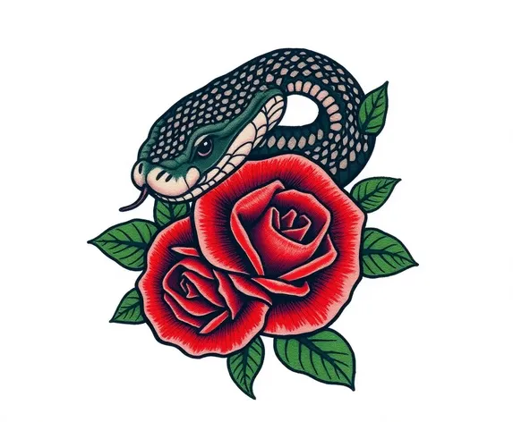 snake with rose tattoo