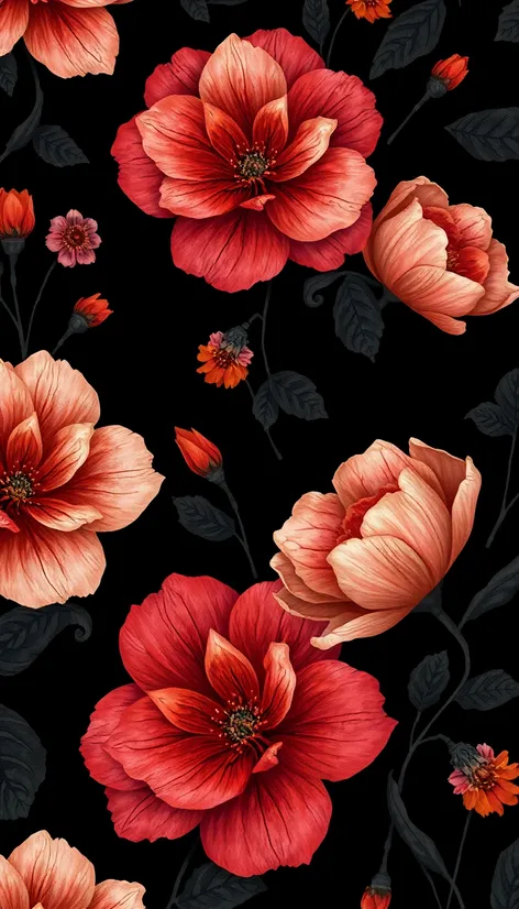 dark wallpaper with flowers