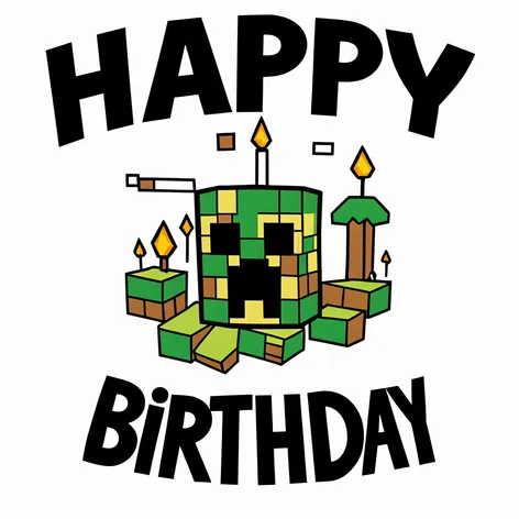 Happy Birthday text,Minecraft,tshirt graphic,white