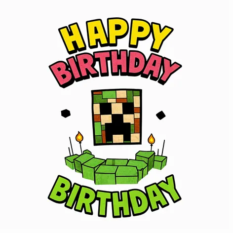 Happy Birthday text,Minecraft,tshirt graphic,white