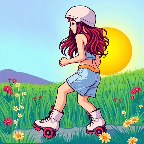 drawing rollerskater girl clipart