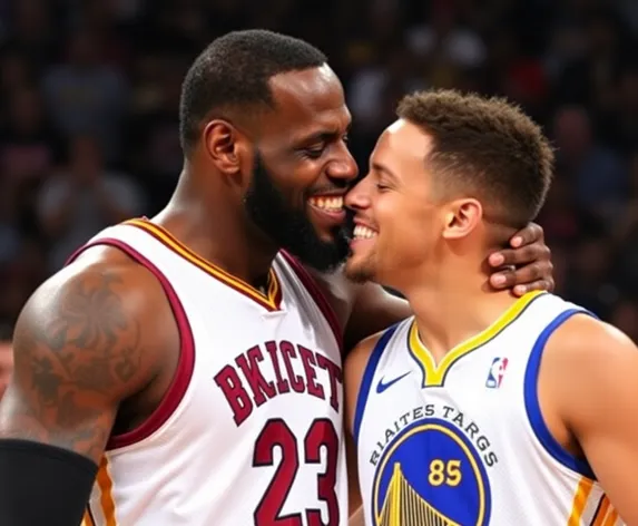 lebron steph curry kissing