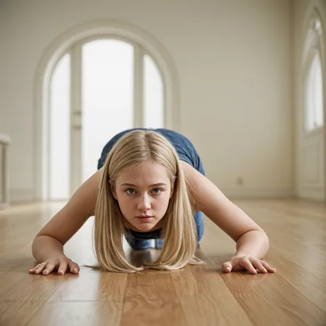 Teenage girl, long blonde