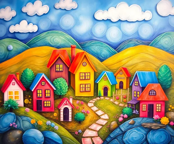 colorful cute landscapes with