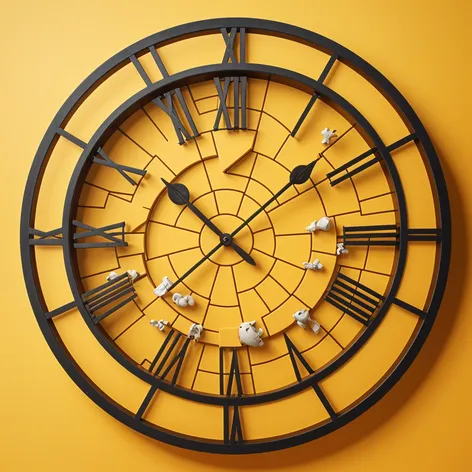 Yellow roman wall clock