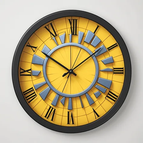 Yellow roman wall clock